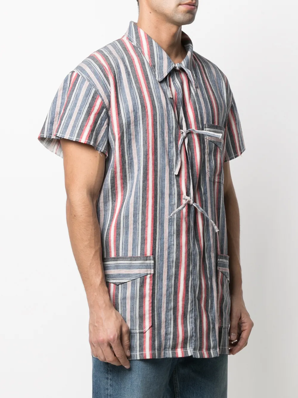 Homme Maison Margiela Chemise Rayée à Fermetures à Nouer 3 Homme Maison Margiela Chemise Rayée à Fermetures à Nouer – Image 3