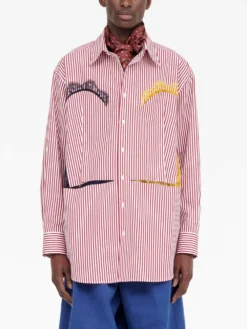 Homme Maison Margiela Chemise Rayée à Détails En Dentelle -Épure Mode Promos Boutique 18582386 44943299 1000