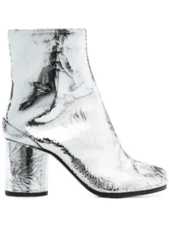 Femme Maison Margiela Bottines En Cuir Métallisé à Bout Tabi