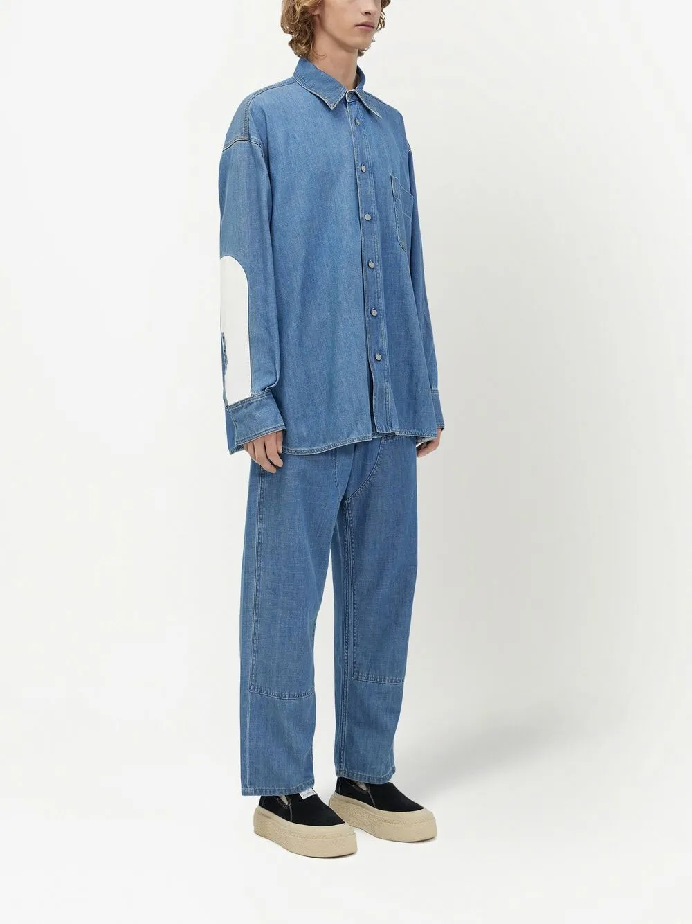 Homme MM6 Maison Margiela Chemise Boutonnée En Jean à Empiècements 3 Homme MM6 Maison Margiela Chemise Boutonnée En Jean à Empiècements – Image 3