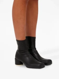 Femme MM6 Maison Margiela Bottines En Cuir à Bout Carré -Épure Mode Promos Boutique 19395874 50136141 1000