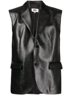 Homme MM6 Maison Margiela Chemise En Cuir à Design Sans Manches