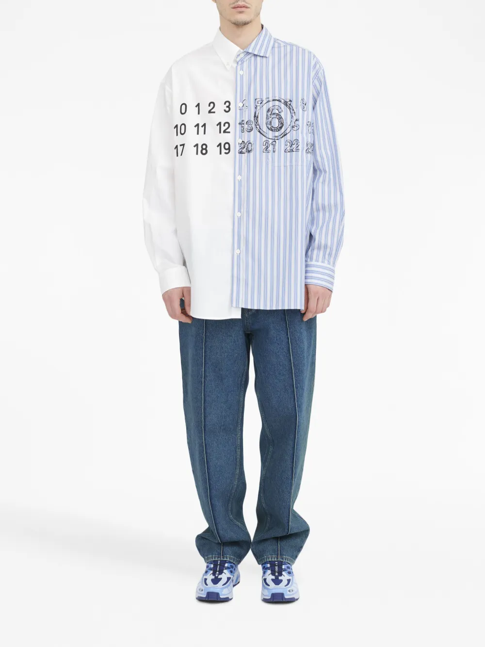 Homme MM6 Maison Margiela Chemise Rayée à Motif Numbers 2 Homme MM6 Maison Margiela Chemise Rayée à Motif Numbers – Image 2