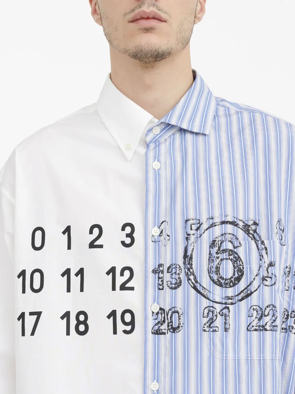 Homme MM6 Maison Margiela Chemise Rayée à Motif Numbers 7 Homme MM6 Maison Margiela Chemise Rayée à Motif Numbers – Image 7