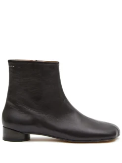 Femme MM6 Maison Margiela Bottines En Cuir à Logo Brodé