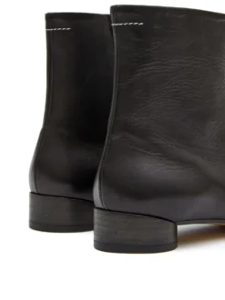 Femme MM6 Maison Margiela Bottines En Cuir à Logo Brodé -Épure Mode Promos Boutique 19673147 50494396 1000