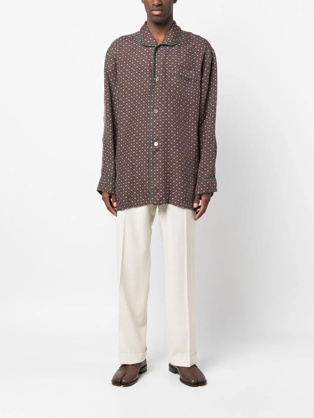 Homme Maison Margiela Chemise En Soie à Imprimé Géométrique 2 Homme Maison Margiela Chemise En Soie à Imprimé Géométrique – Image 2