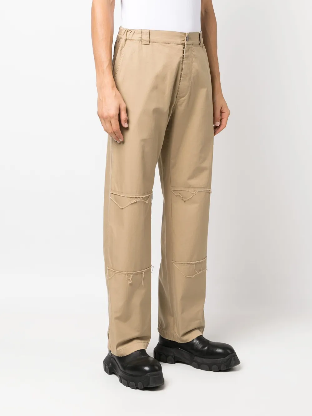 Homme MM6 Maison Margiela Raw-cut Edge Cotton Trousers 3 Homme MM6 Maison Margiela Raw-cut Edge Cotton Trousers – Image 3
