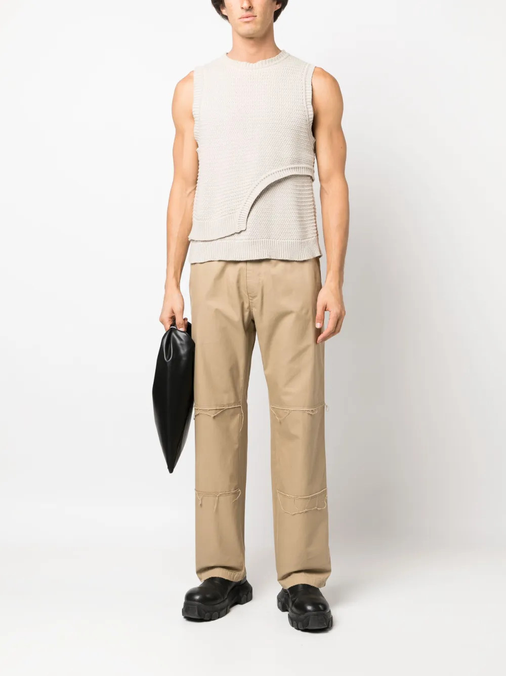 Homme MM6 Maison Margiela Raw-cut Edge Cotton Trousers 2 Homme MM6 Maison Margiela Raw-cut Edge Cotton Trousers – Image 2