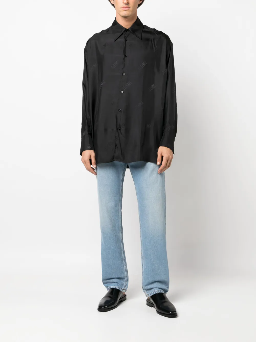 Homme MM6 Maison Margiela Logo-print Satin Shirt 2 Homme MM6 Maison Margiela Logo-print Satin Shirt – Image 2